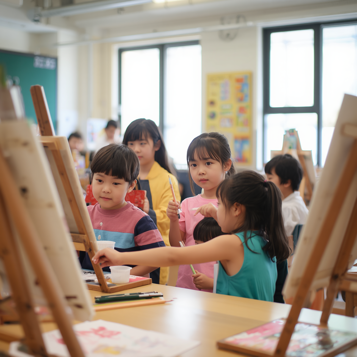 こもれびアトリエで制作を楽しむ親子のイメージ写真